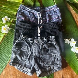 Cat & Jack Black and Patterned Shorts Set Girls Shorts Lot Comfortable Vacation